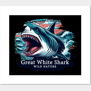 Great White Shark - WILD NATURE - GREAT WHITE SHARK -12 Posters and Art